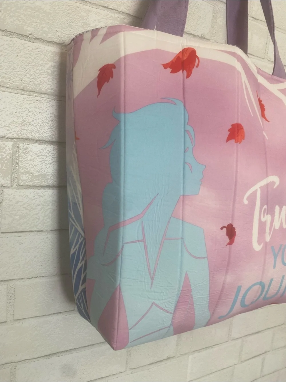 Upcycled Disney Purple Frozen Anna and Elsa Quilted Handmade Tote